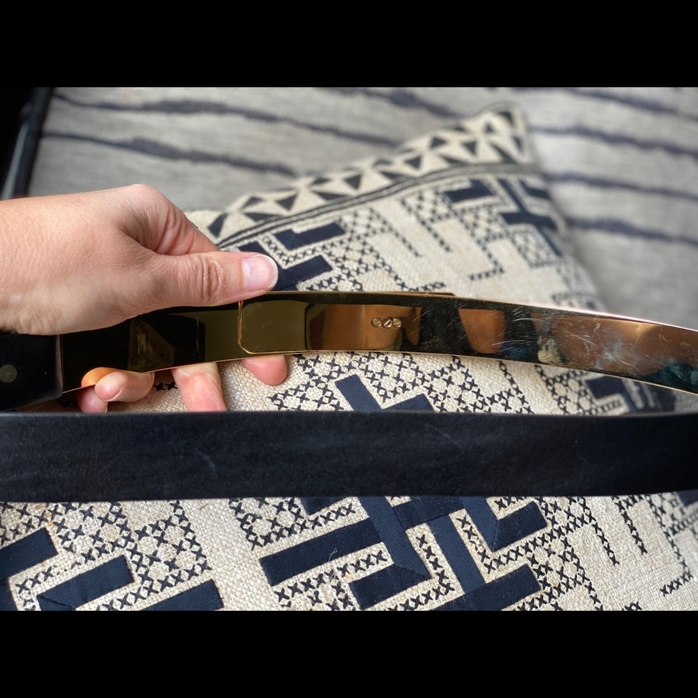 BURBERRY PRORSUM Blk leather Brass lock Waist Belt